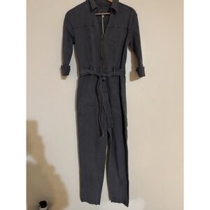 Univerasal Thread Women's Coveralls Size 2 Canvas One Piece Suit Gray Jumpsuit